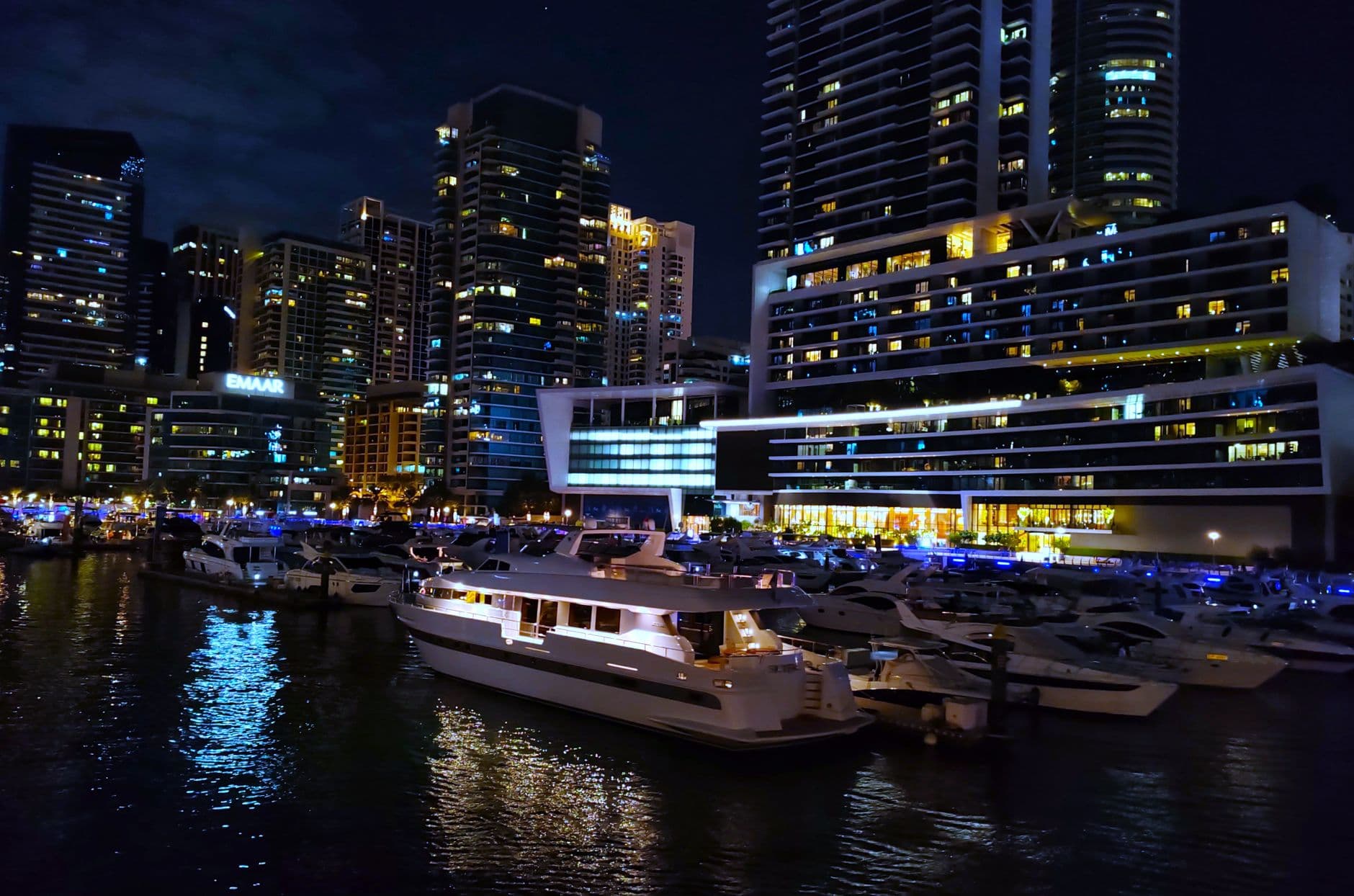 Luxury 90-foot yacht sailing past Burj Al Arab and Palm Jumeirah Dubai Marina 2026 yacht tour