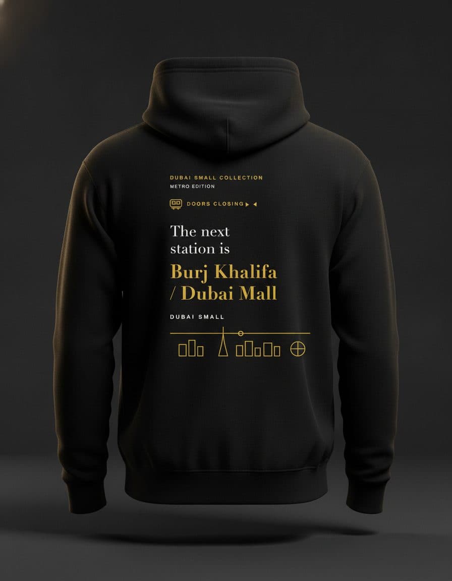 Dubai Small Metro hoodie, a Dubai souvenir to bring back